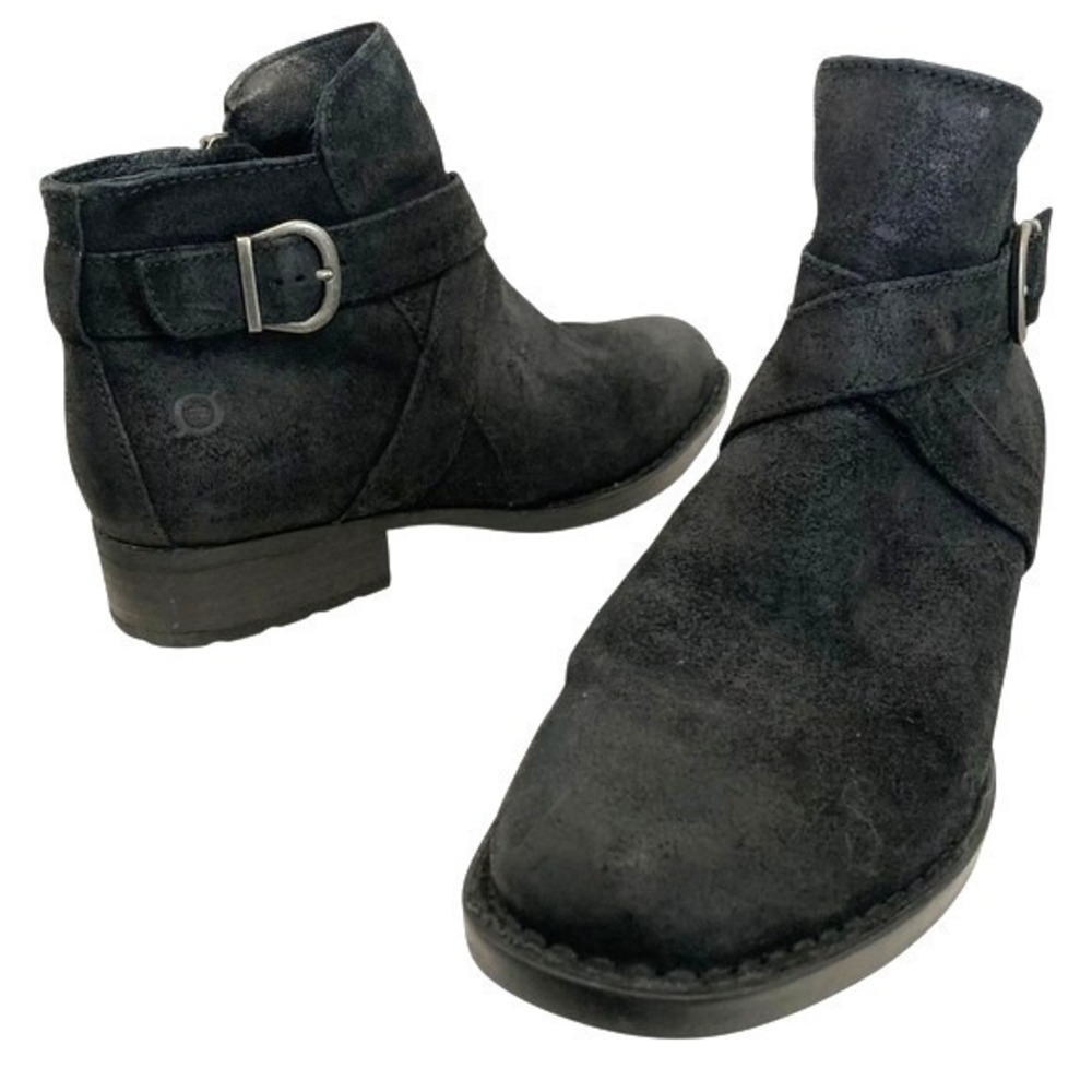 SOLD Born Trinculo Black Suede Leather Ankle Booties Womens 8.5 Buckle Comfort - Picture 10 of 16